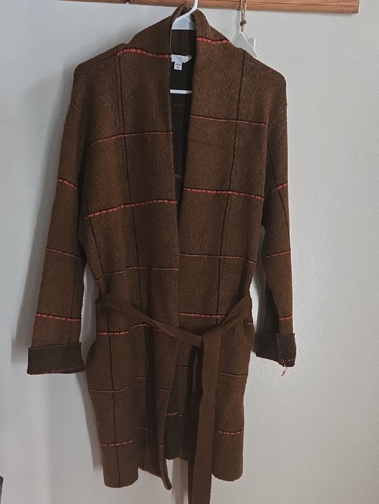 Time and Tru Sweaters - Time and Tru Brown Belted Knit Cardigan With Belt